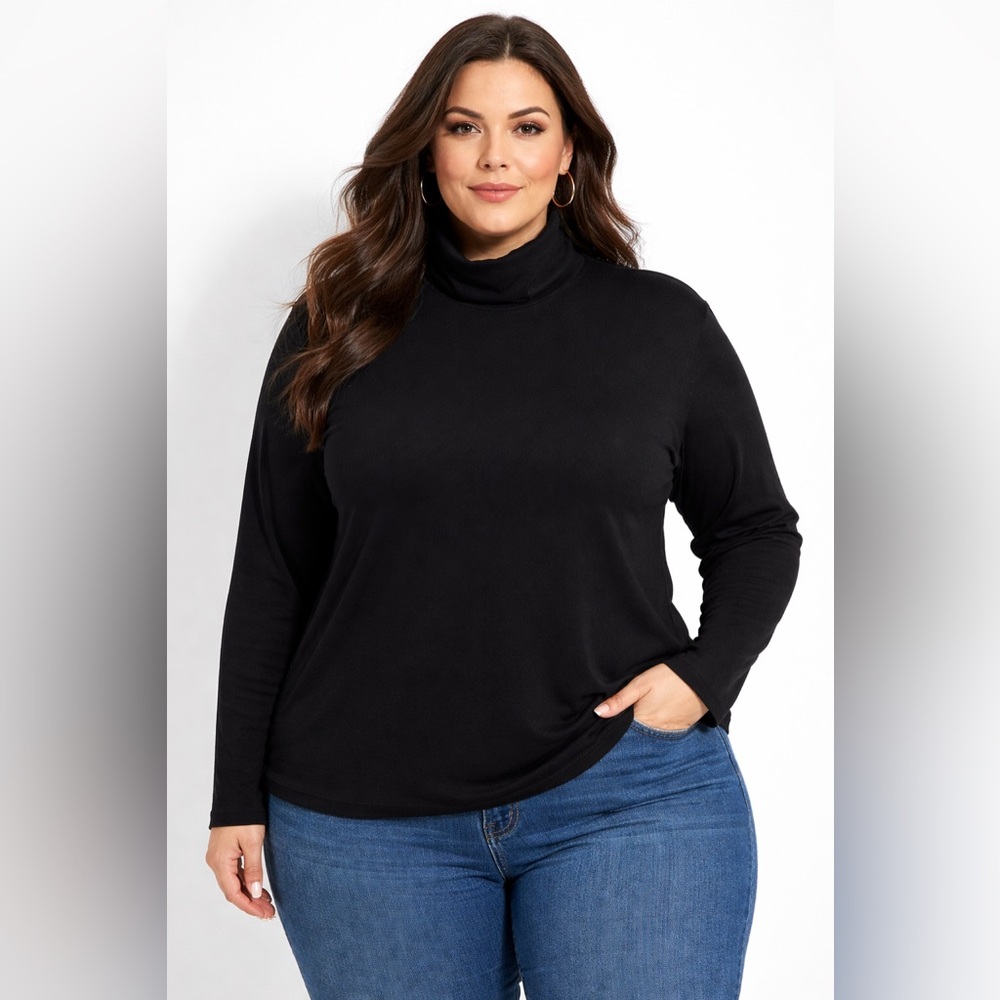 Dressbarn Women’s Black Turtleneck Long Sleeve Top Size 18/20 Stretch